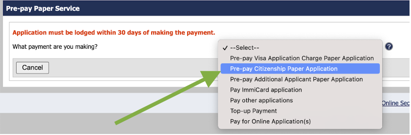 citizenship application fee payment process step 3 image thumbnail