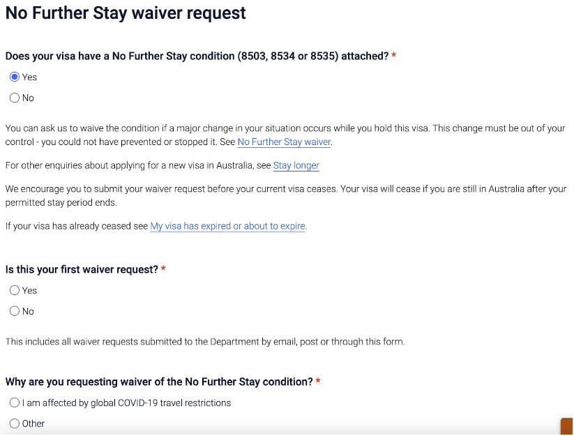 no further stay waiver request field image 