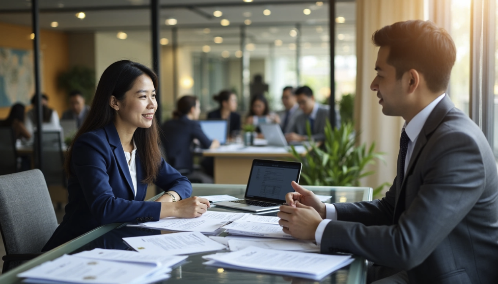 a skilled worker during interview with an employer